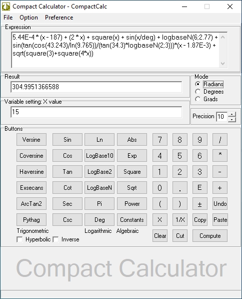 CompactCalc screen shot