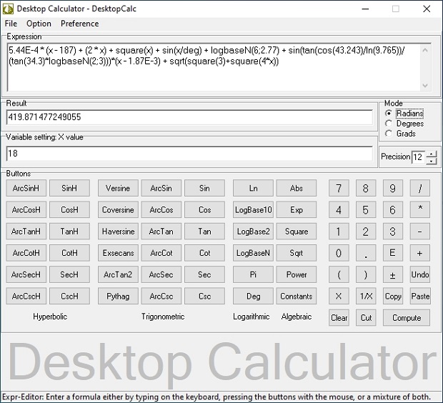 Screenshot of Desktop Calculator - DesktopCalc