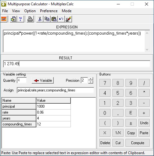 Screenshot of Multipurpose Calculator - MultiplexCalc